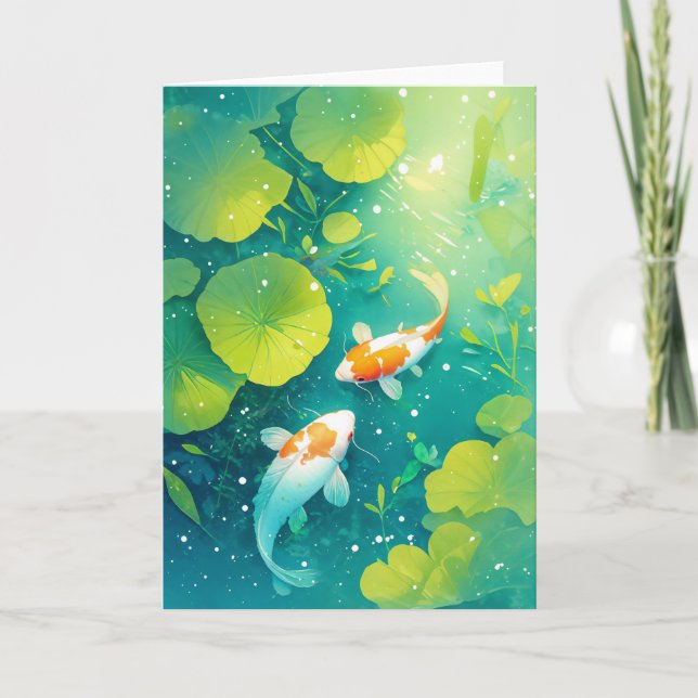 Harmony of Koi Fish in Serene Waters Card (Front)