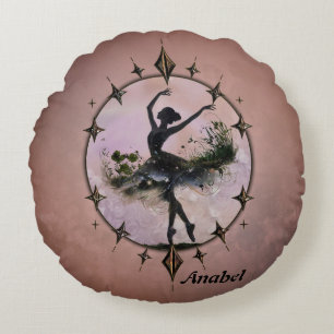 Harmony of Movement The ballerina in the starlight Round Cushion