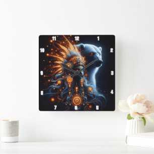Harmony of Nature and Spirit in Vibrant Colours Square Wall Clock