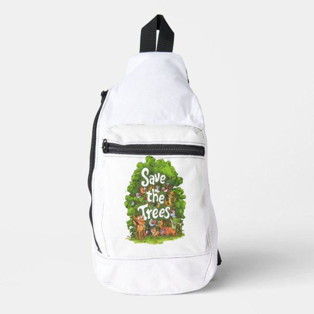 Harmony of Nature: Save the Trees Sling Bag (Front)
