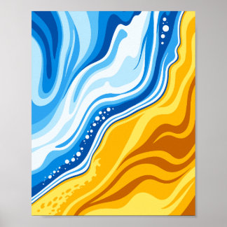Harmony of Water and Fire Waves Poster