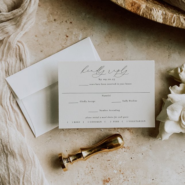 HARMONY | Olive Green Meal Choice Wedding RSVP Card (Creator Uploaded)