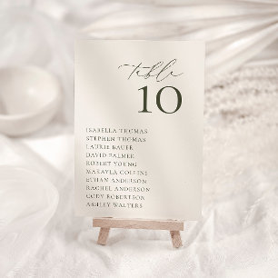 HARMONY Olive Green Seating Table Number Card