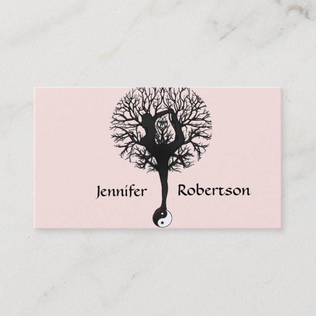 Harmony, Peace and Balance Yoga Tree Business Card (Front)