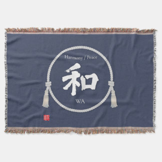 Harmony & Peace – Japanese Kanji Throw Blanket