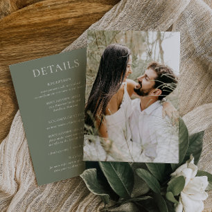 HARMONY Sage Green Wedding Details Photo Card