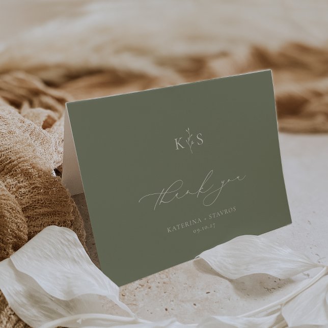 HARMONY Sage Green Wedding Photo Thank You Card (Creator Uploaded)