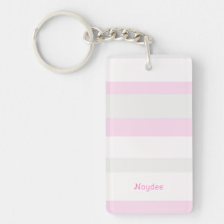 Harmony Stripes Horizontal Lines Grey Pink White Key Ring