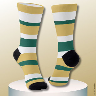 Harmony Stripes Lines Green Gold White Socks