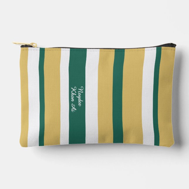 Harmony Stripes Lines Green Gold White (v) Accessory Pouch (Front)