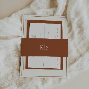 HARMONY Terracotta Monogram Minimalist  Invitation Belly Band