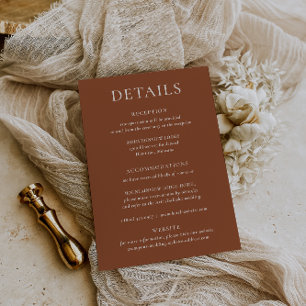 HARMONY   Terracotta Wedding Details Card