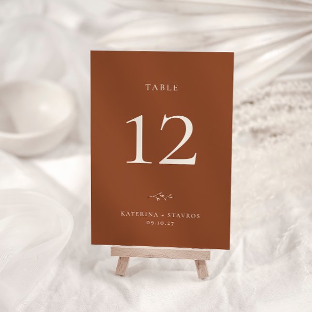 HARMONY Terracotta Wedding Table Number Card (Creator Uploaded)
