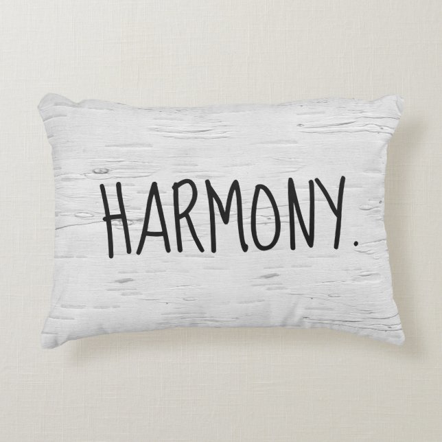 HARMONY Text On Birch Tree Decorative Cushion (Front)