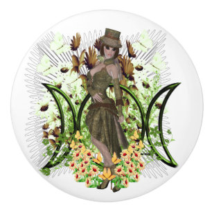 Harmony Triple Moon Design Ceramic Knob