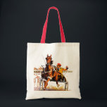 Harness Race Tote Bag<br><div class="desc">Artist: Maurice Bower | Horses harness racing</div>