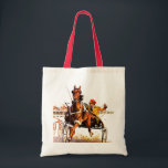 Harness Race Tote Bag<br><div class="desc">Artist: Maurice Bower | Horses harness racing</div>