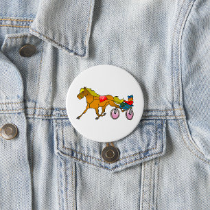 Harness Racing Horse and Driver 7.5 Cm Round Badge