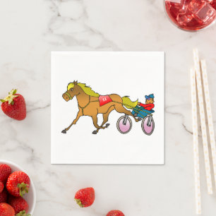 Harness Racing Horse and Driver Napkin