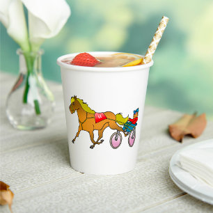 Harness Racing Horse and Driver Paper Cups