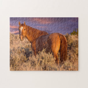 Harney County Wild horse stands alert Jigsaw Puzzle