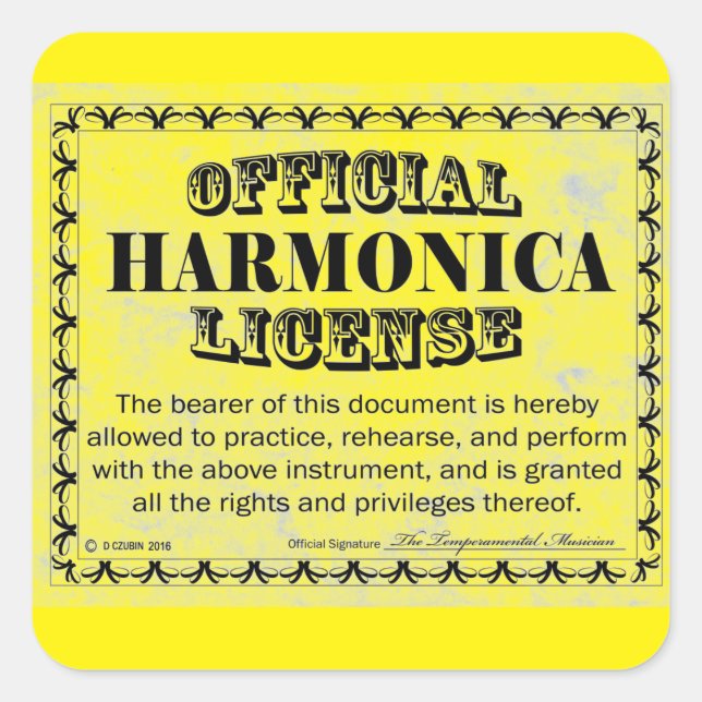Harnonica License Square Sticker (Front)