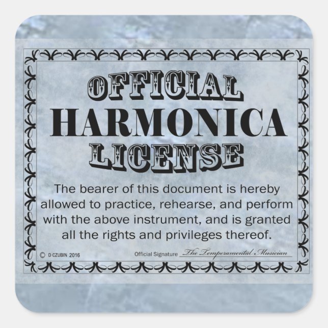 Harnonica License Square Sticker (Front)