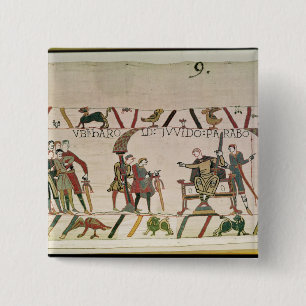 Harold  and Guy are talking together 15 Cm Square Badge