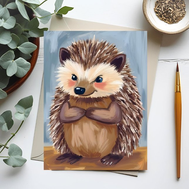 Harold the Hedgehog | Cute Animal Watercolor Postcard (Creator Uploaded)