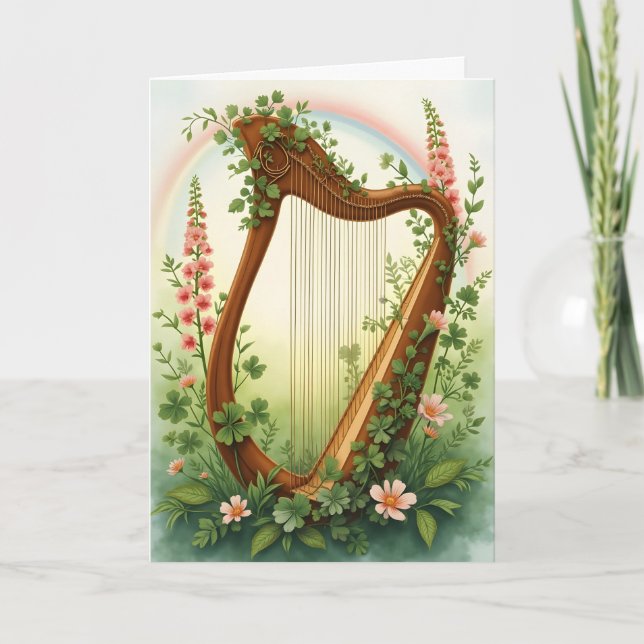 Harp and Foxglove Holiday Card (Front)
