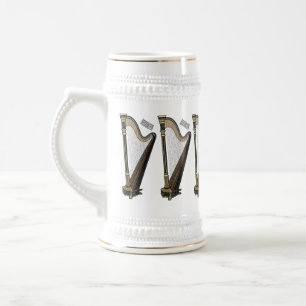 Harp cartoon illustration beer stein