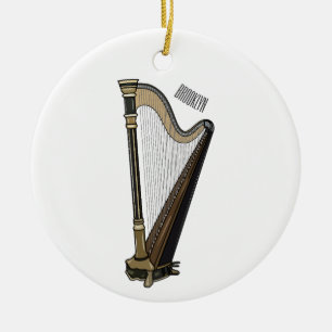 Harp cartoon illustration ceramic tree decoration
