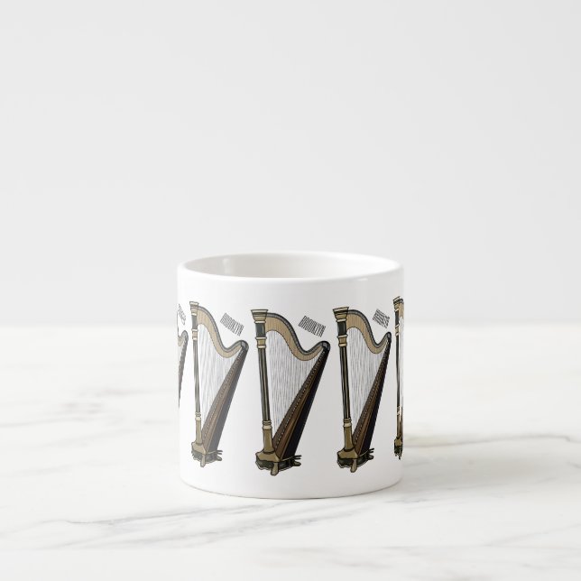 Harp cartoon illustration  espresso cup (Front)