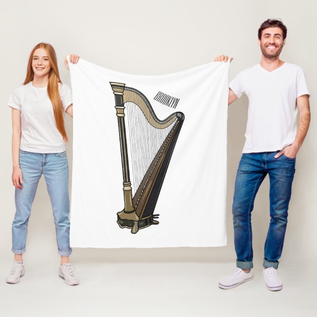 Harp cartoon illustration  fleece blanket (In Situ)