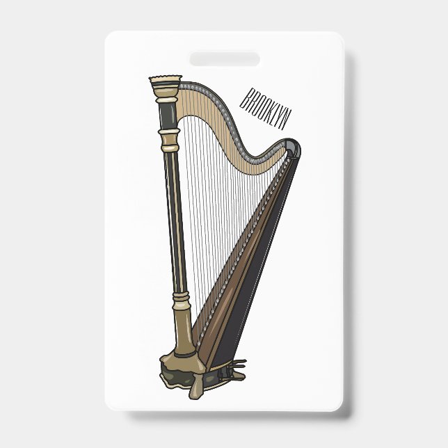 Harp cartoon illustration  ID badge (Front)