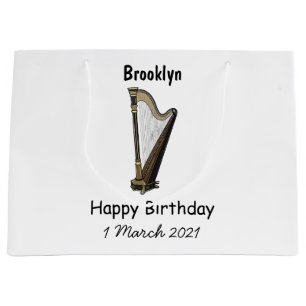 Harp cartoon illustration large gift bag