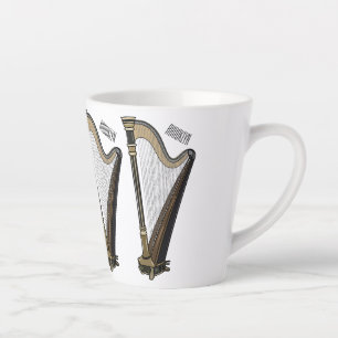 Harp cartoon illustration  latte mug