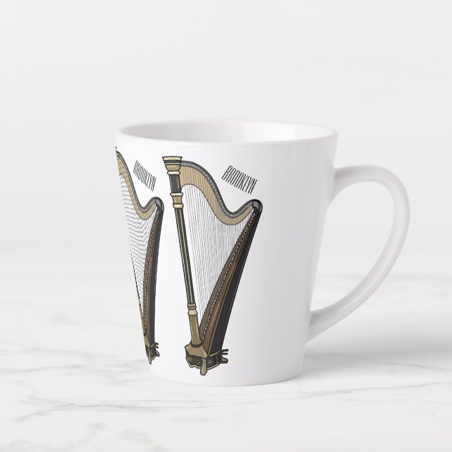 Harp cartoon illustration  latte mug (Right)