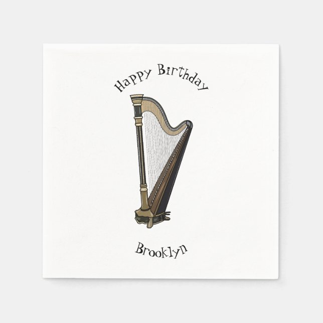 Harp cartoon illustration  napkin (Front)