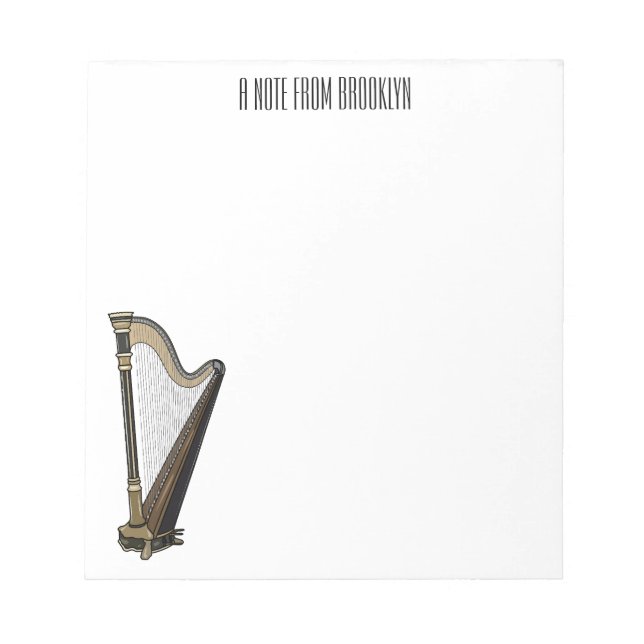 Harp cartoon illustration  notepad (Front)
