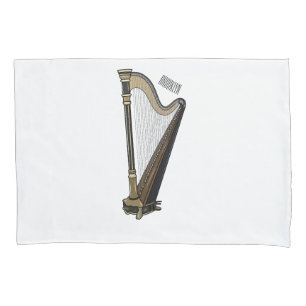 Harp cartoon illustration pillowcase