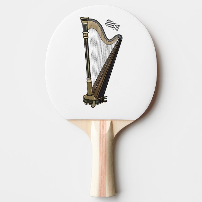 Harp cartoon illustration  ping pong paddle (Front)
