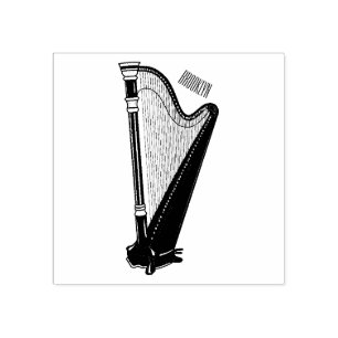 Harp cartoon illustration  rubber stamp