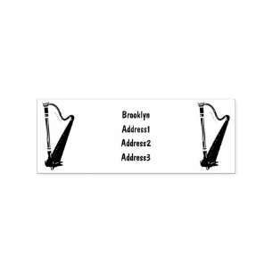 Harp cartoon illustration rubber stamp