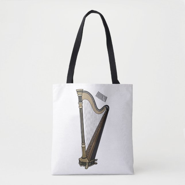 Harp cartoon illustration  tote bag (Front)