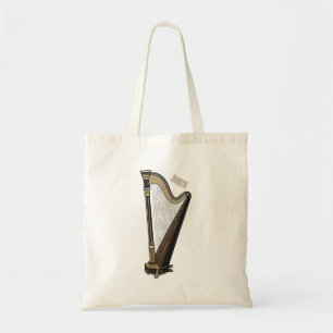 Harp cartoon illustration tote bag