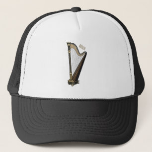 Harp cartoon illustration  trucker hat