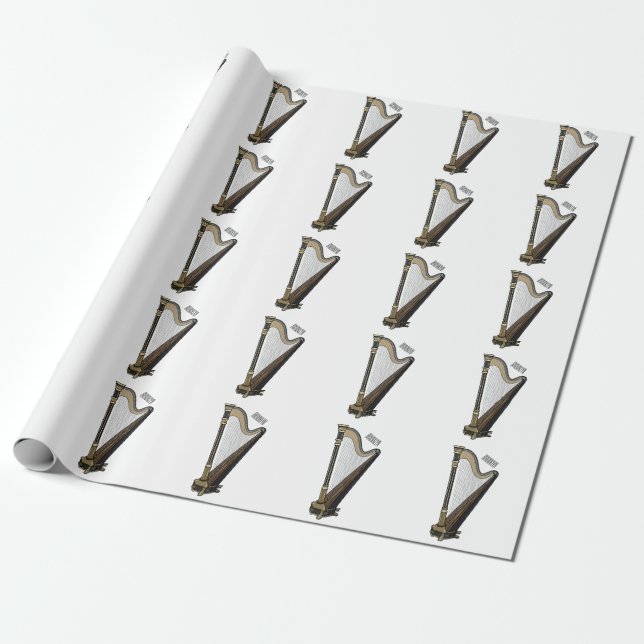 Harp cartoon illustration  wrapping paper (Unrolled)