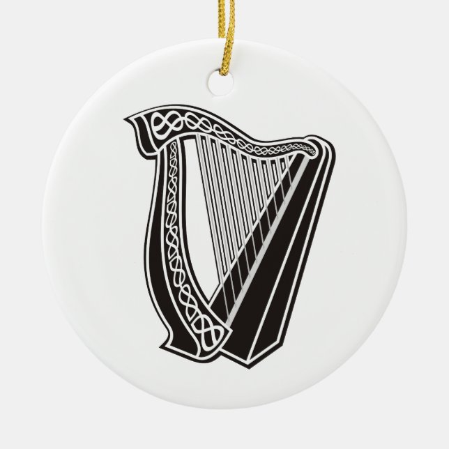Harp Icon Ceramic Tree Decoration (Front)