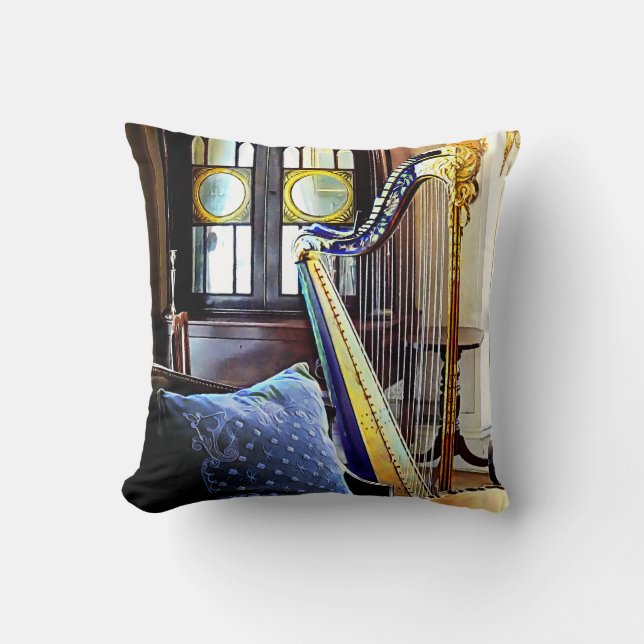 Harp In Music Room Cushion (Front)